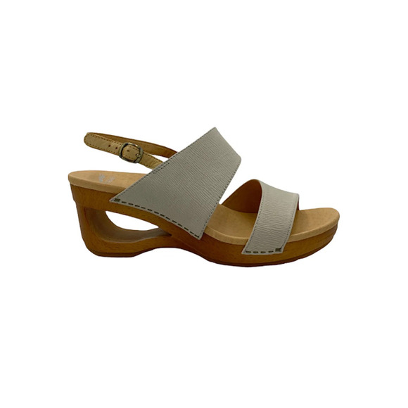 Dansko Shoes - Dansko Leather Wedge Sandals Tamia Ivory - Medium